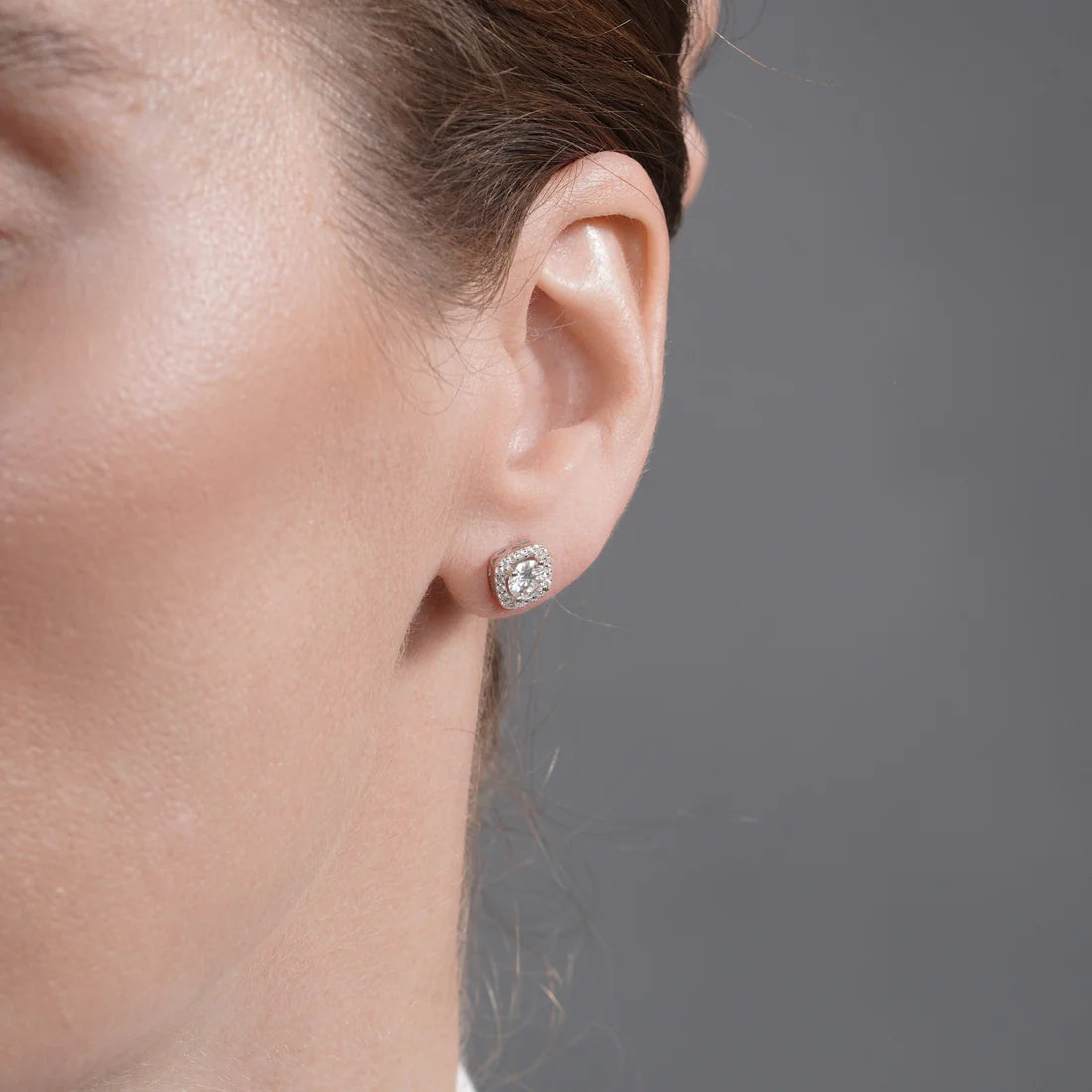 Sterling silver moissanite, 8 mm stud earrings