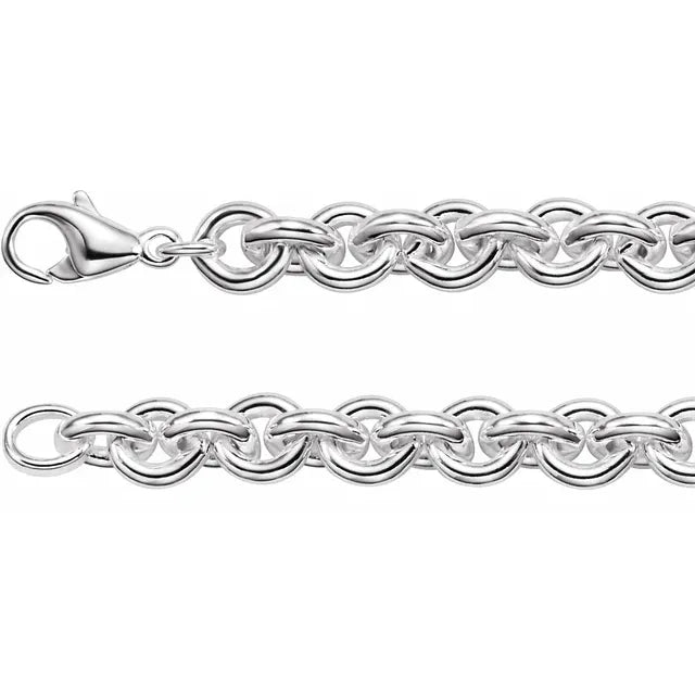 Men’s Sterling Silver 9mm Round Cable Link Bracelet