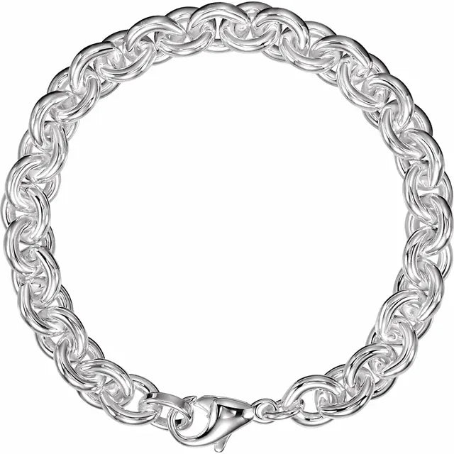 Men’s Sterling Silver 9mm Round Cable Link Bracelet
