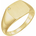 12mm Square Men’s Signet Ring with Diamond Accent