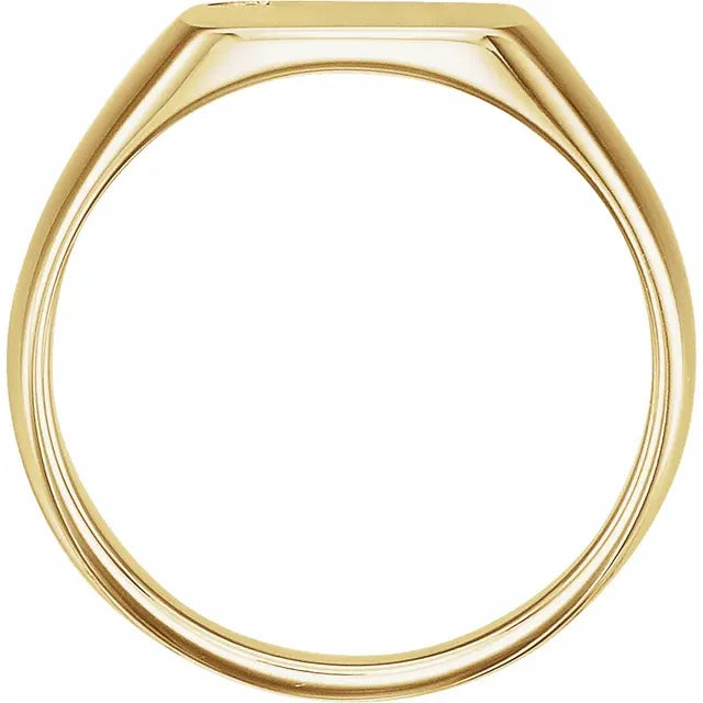 12mm Square Men’s Signet Ring with Diamond Accent