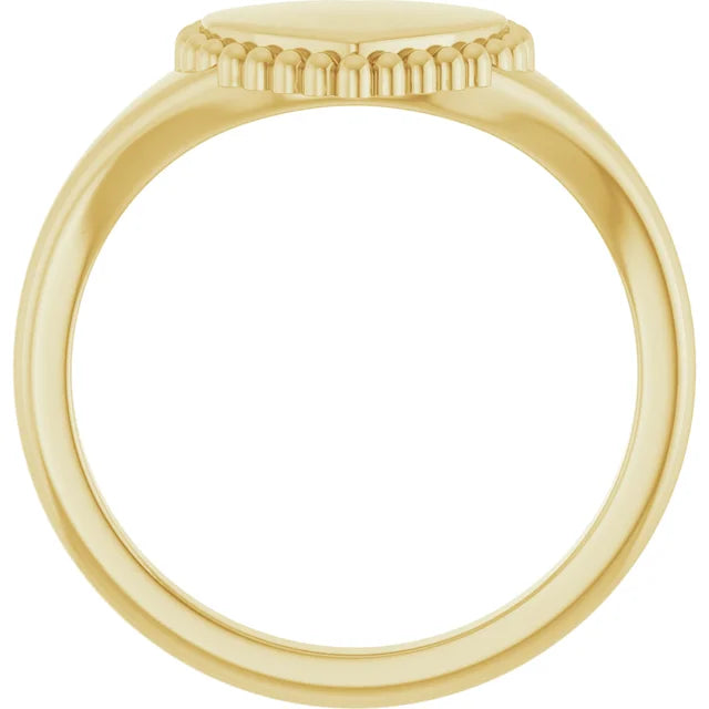 Beaded Heart Signet Ring