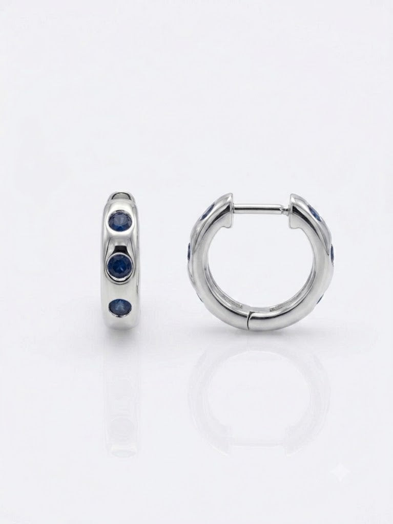 11mm Natural blue sapphire Huggies