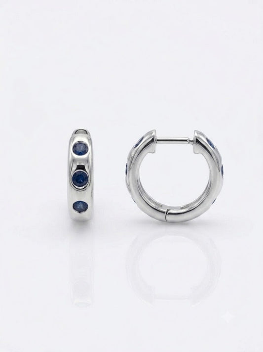 11mm Natural blue sapphire Huggies