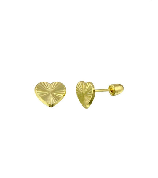 Fluted Gold Heart Earrings