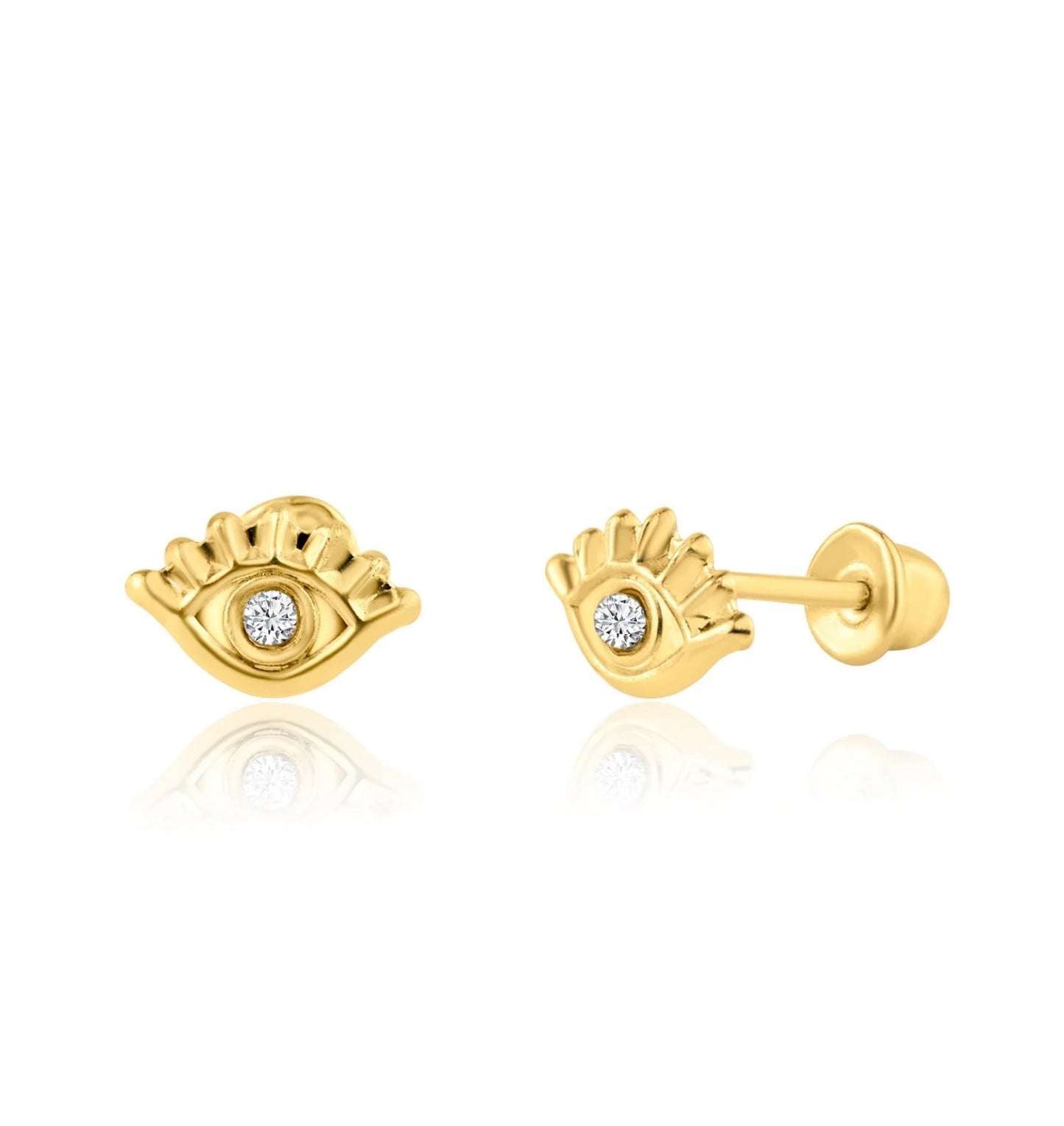 Gold Evil Eye Stud Earrings