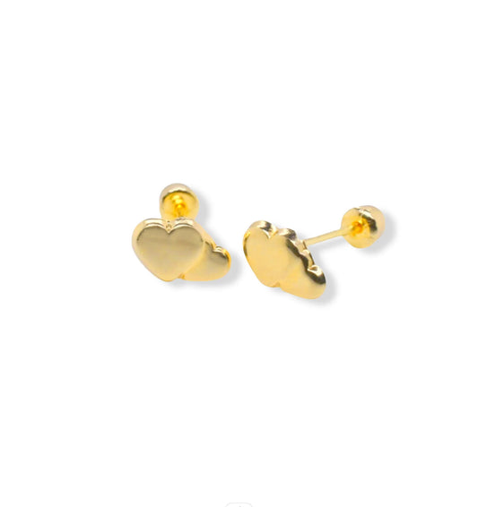 Gold Twin Hearts Earrings