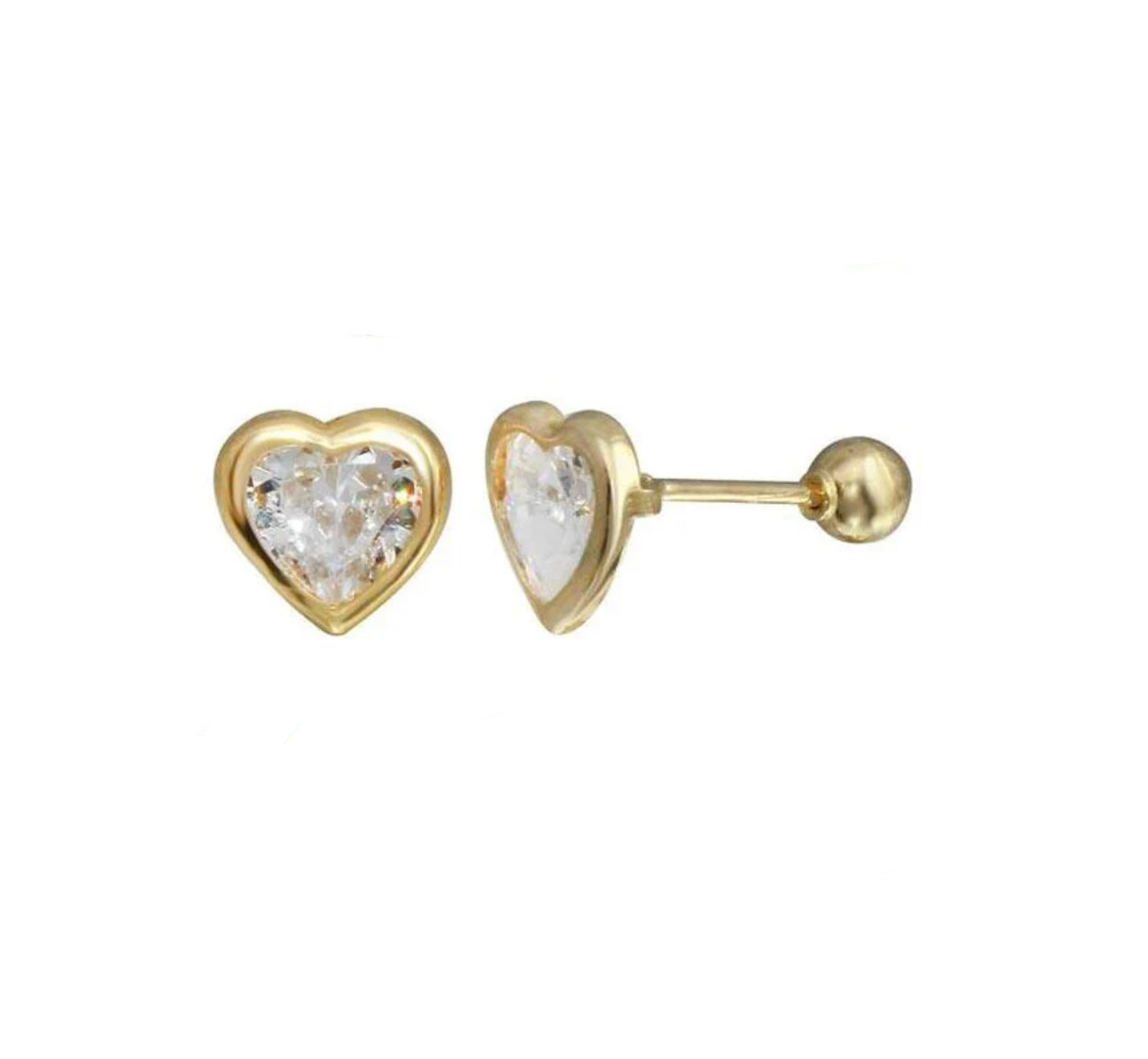 Bezel Set Heart Shaped Studs