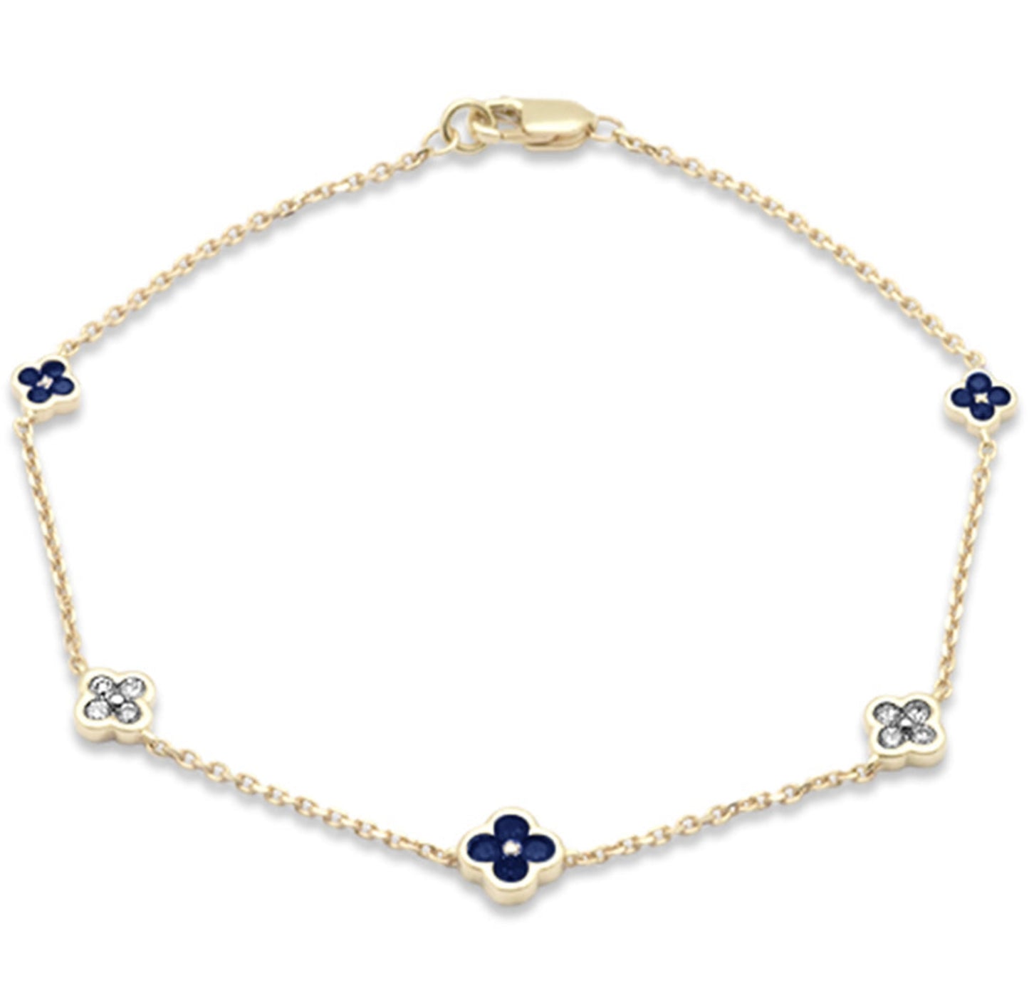 Sapphire and Diamond Clover Station Bracelet