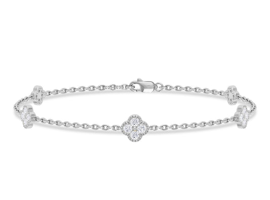 Diamond Clover Station Bracelet