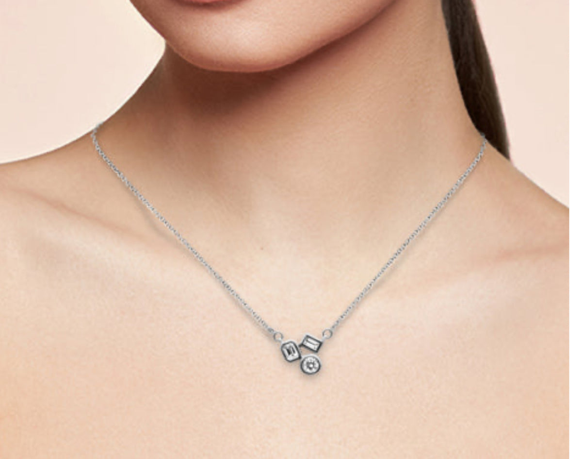 3 Stone Cluster  Necklace