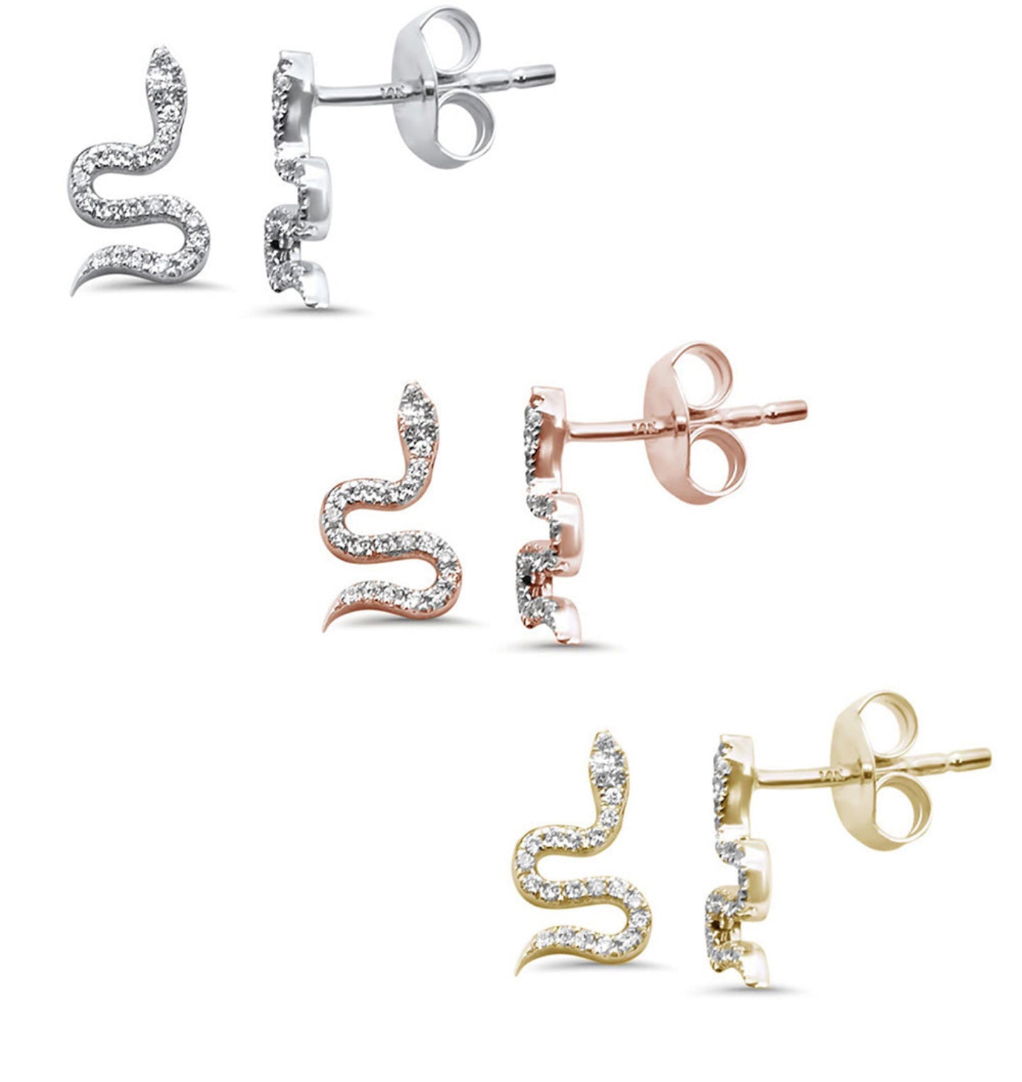 Small Snake Diamond Earrings