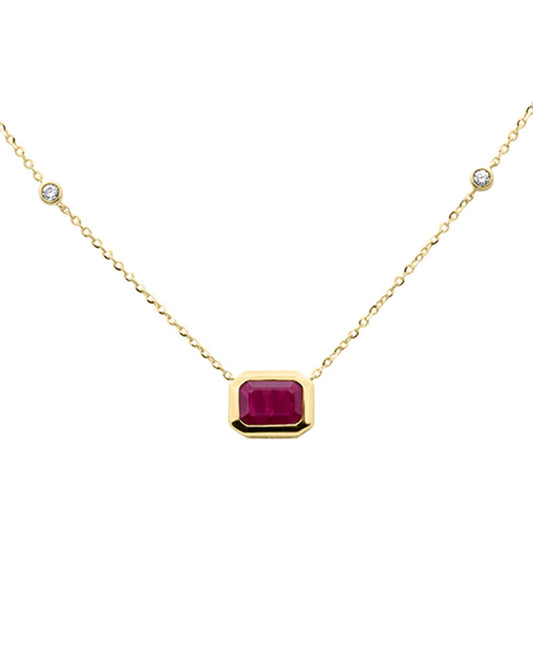 Emerald Cut Ruby Necklace