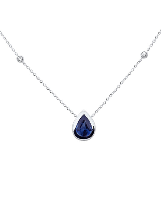 Pear Shaped Blue Sapphire Necklace
