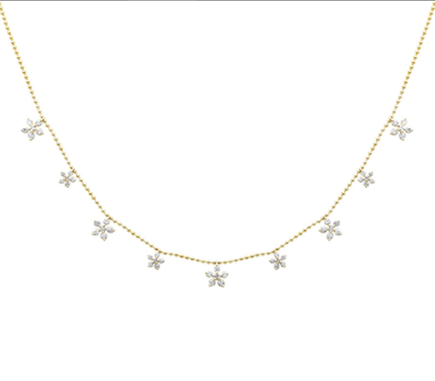 Diamond Flower Dangle Necklace