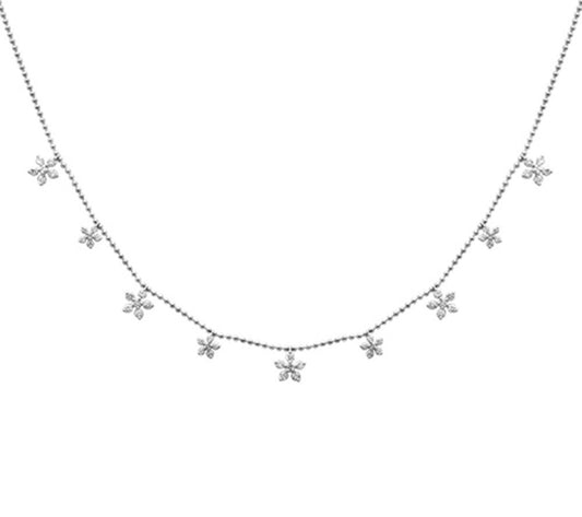 Diamond Flower Dangle Necklace