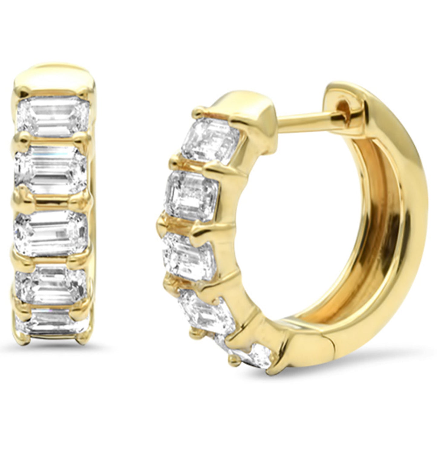 Emerald Cut Diamond Huggies
