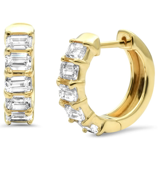 Emerald Cut Diamond Huggies