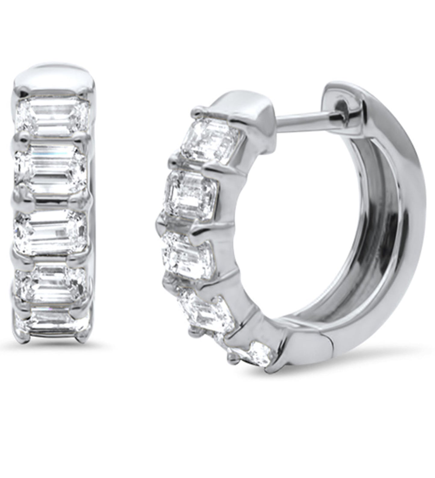Emerald Cut Diamond Huggies