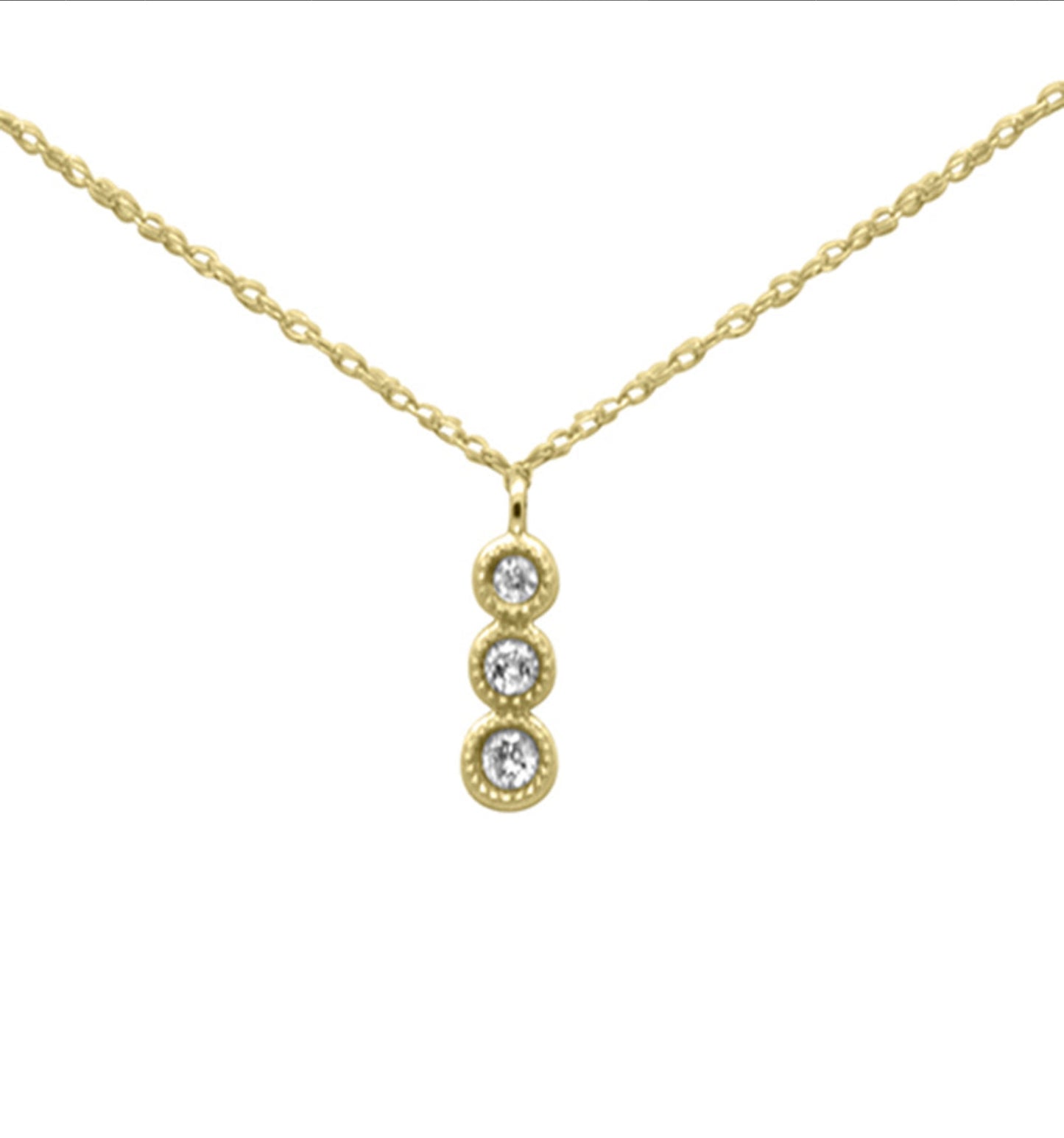 Gold 3 Stone Drop Necklace