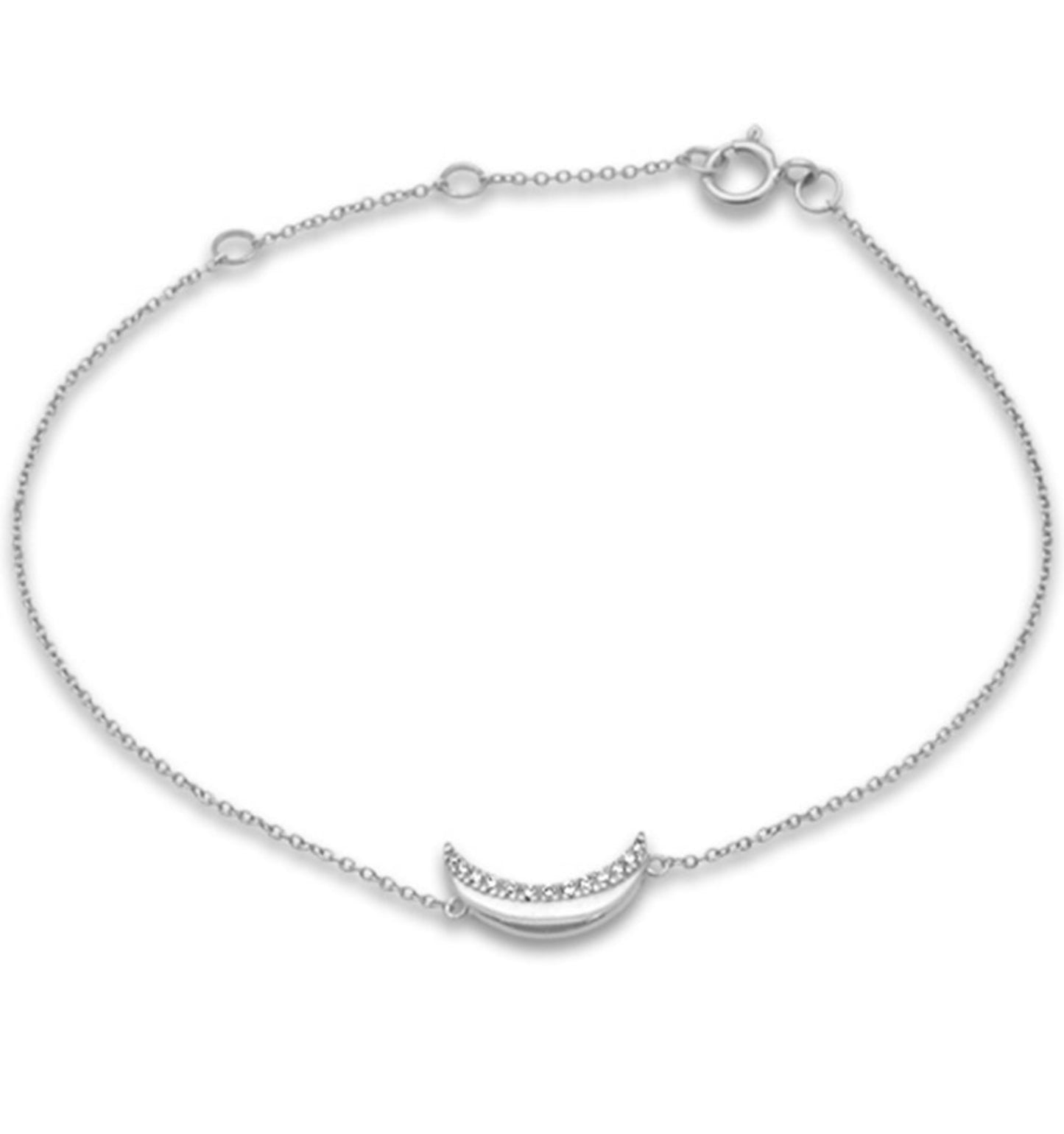 Gold and Diamond Moon Bracelet