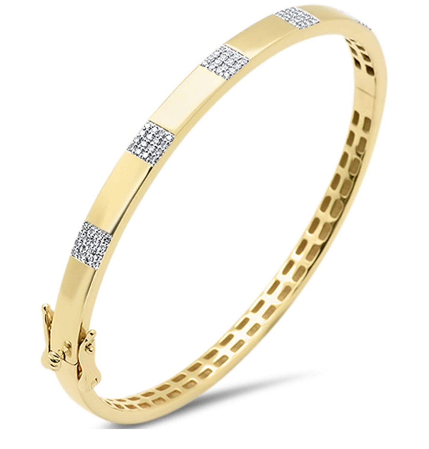 Gold and Diamond Pattern Bangle Bracelet