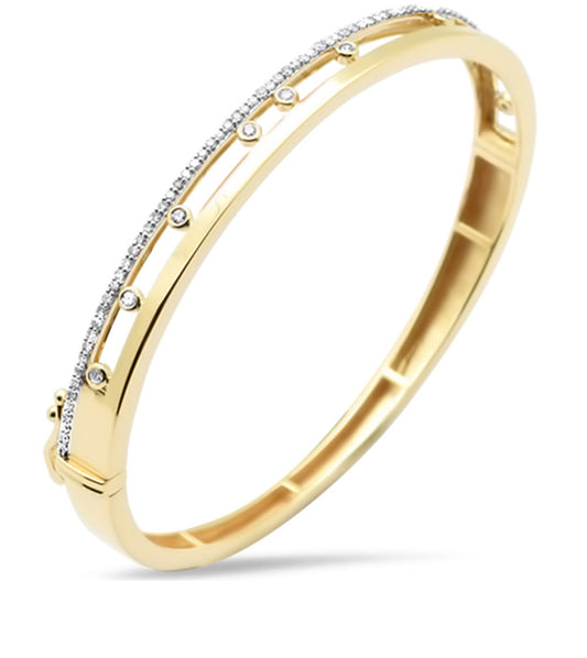 Gold and Diamond Peek-a-boo Bangle Bracelet