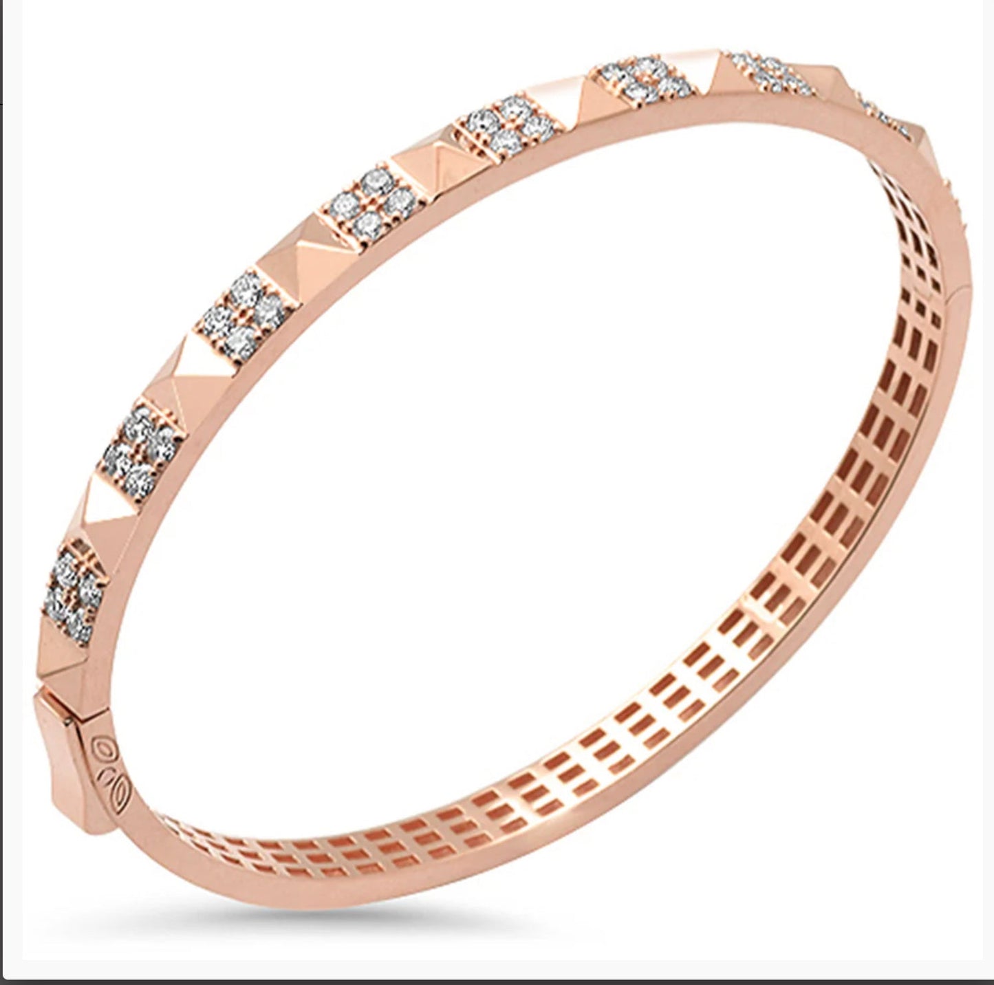 Gold Diamond Pyramid Pattern Bangle Bracelet