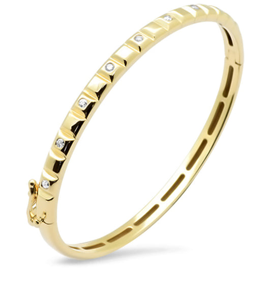 Gold and Diamond Square Pattern Bangle Bracelet