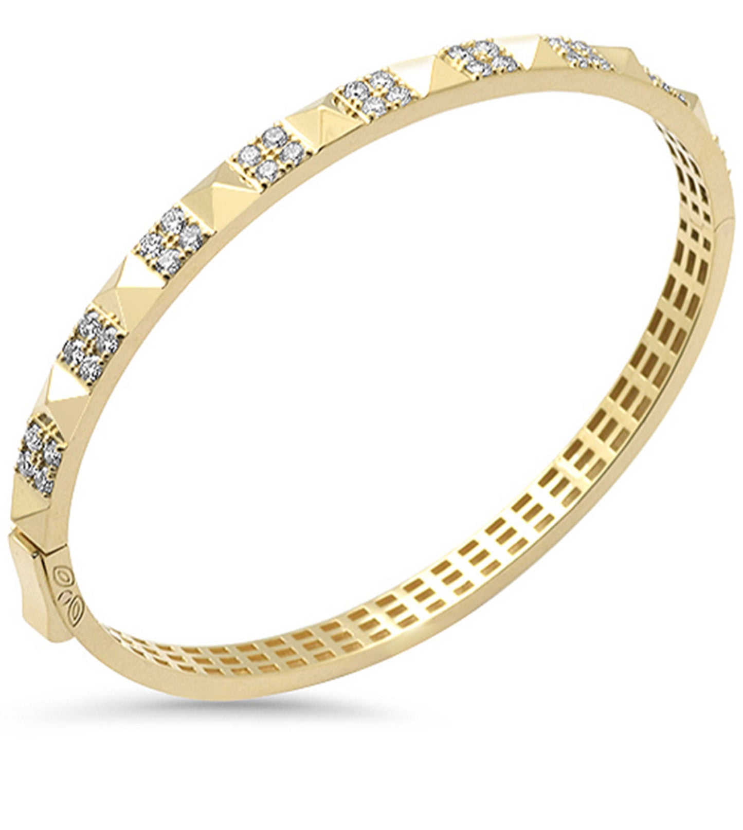 Gold Diamond Pyramid Pattern Bangle Bracelet