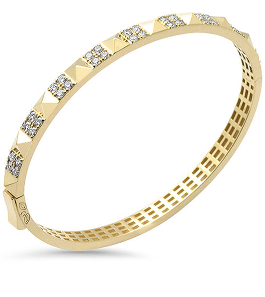 Gold Diamond Pyramid Pattern Bangle Bracelet