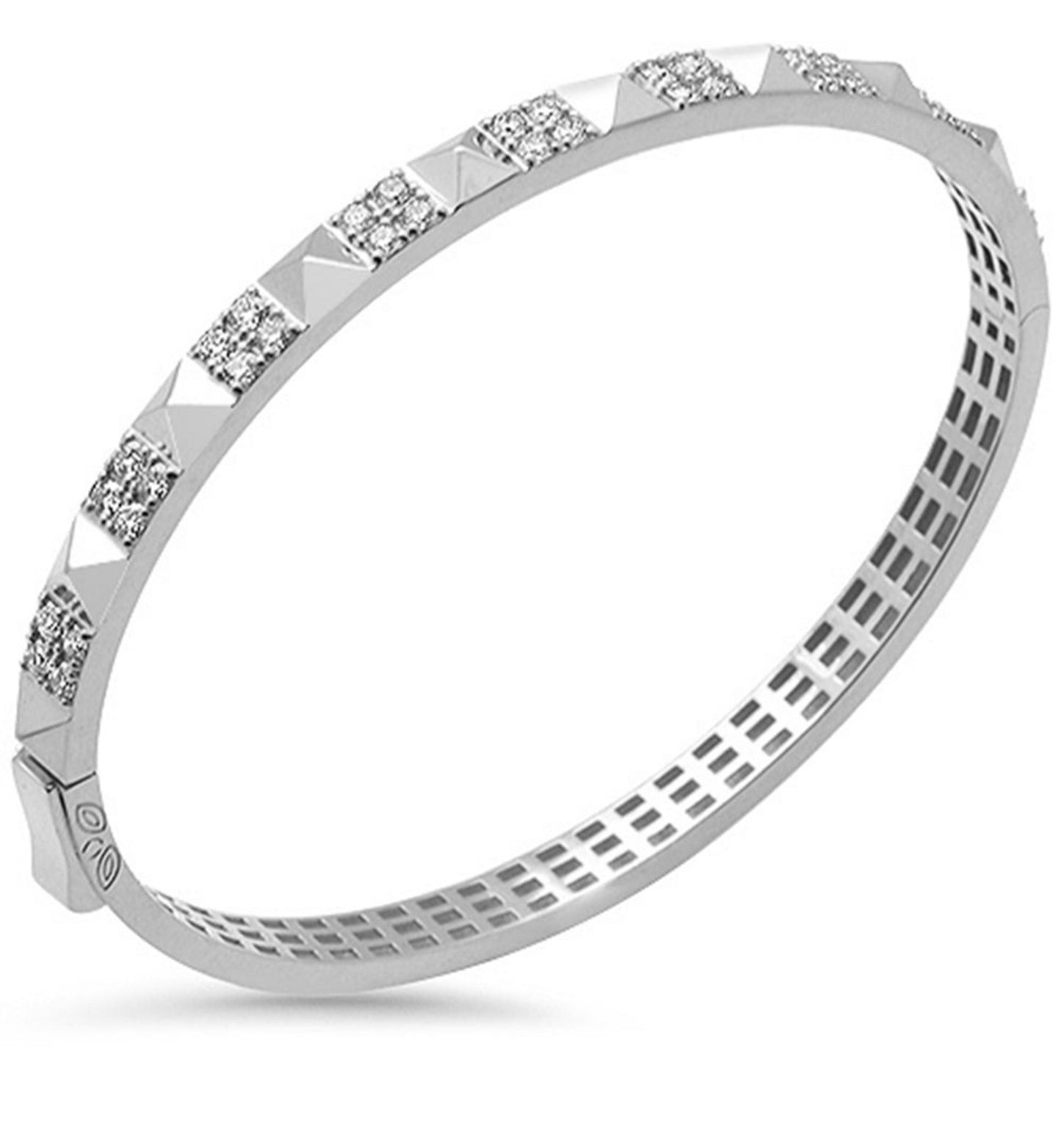 Gold Diamond Pyramid Pattern Bangle Bracelet