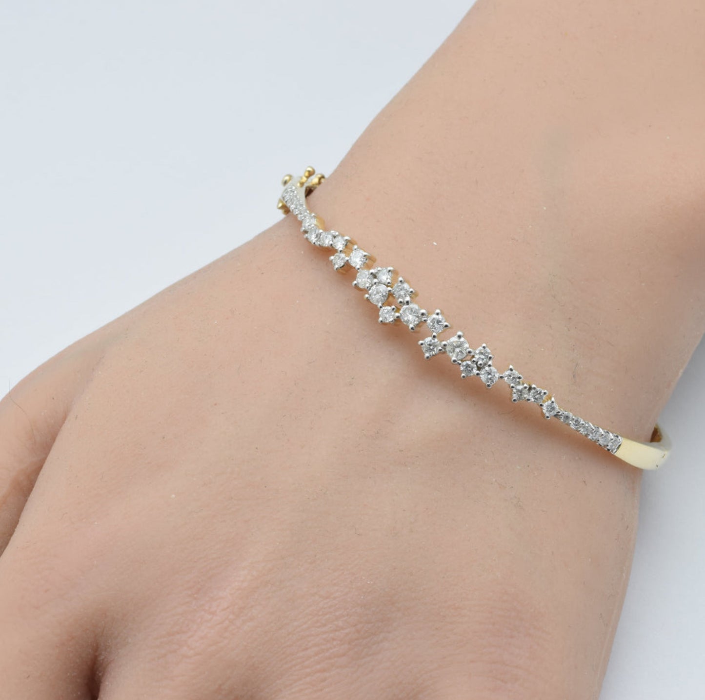Diamond Cluster Bangle Bracelet