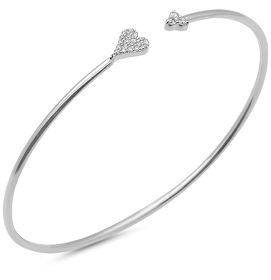 Gold Heart Bangle Cuff Bracelet