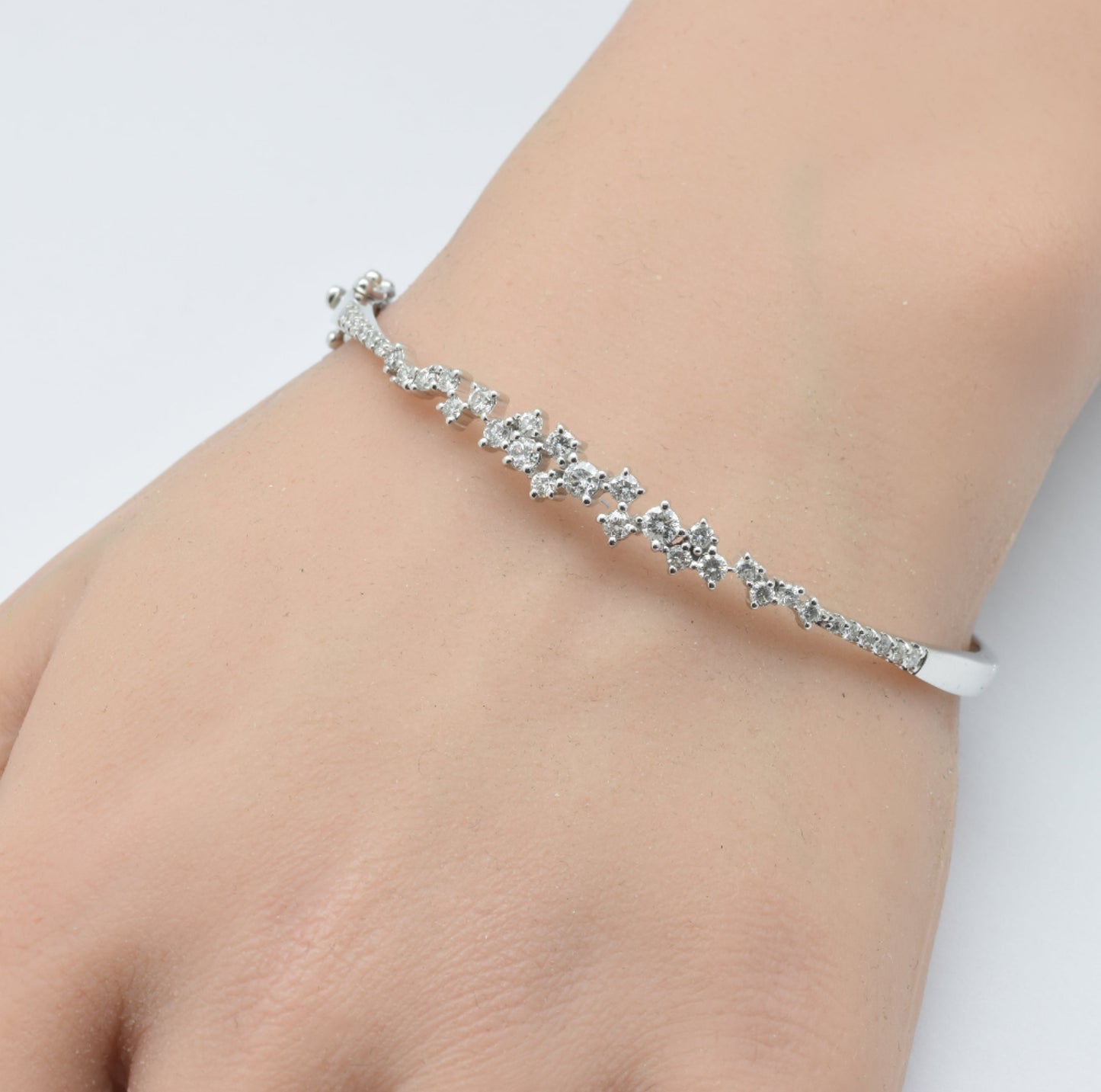 Diamond Cluster Bangle Bracelet