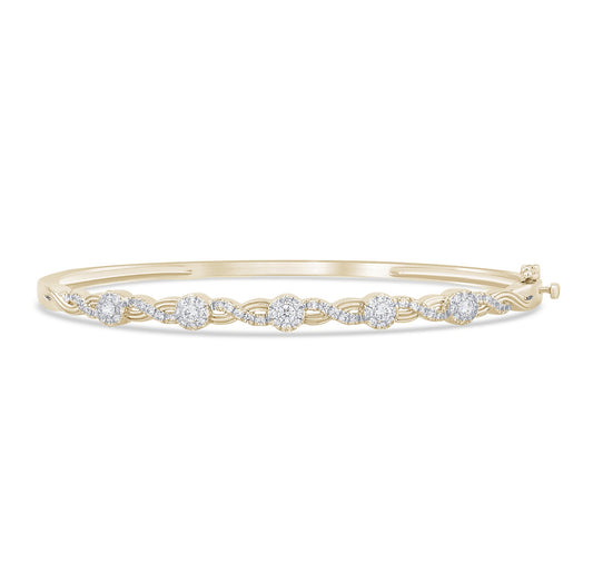 Gold Diamond Infinity Bangle Bracelet