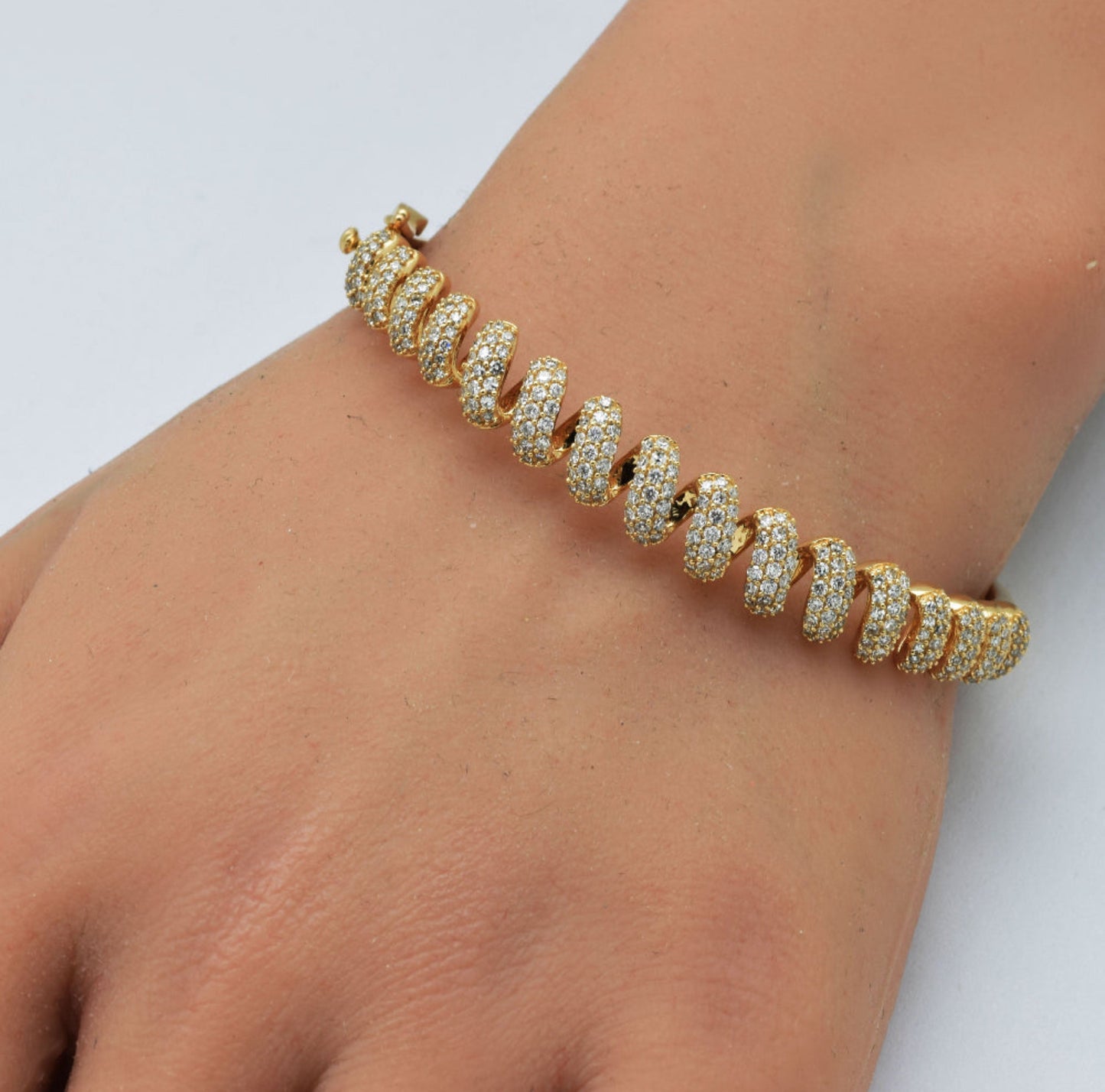 Diamond Spiral Bangle Bracelet