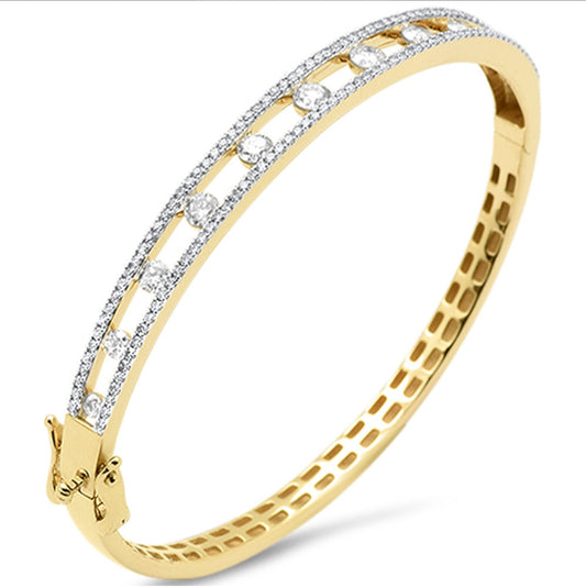 Gold and Diamond Peek-a-boo Bangle Bracelet 2.0