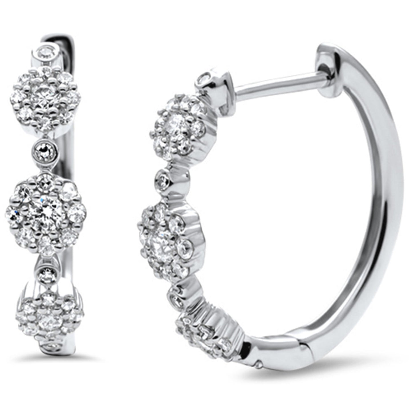 Diamond Cluster Hoop Earring