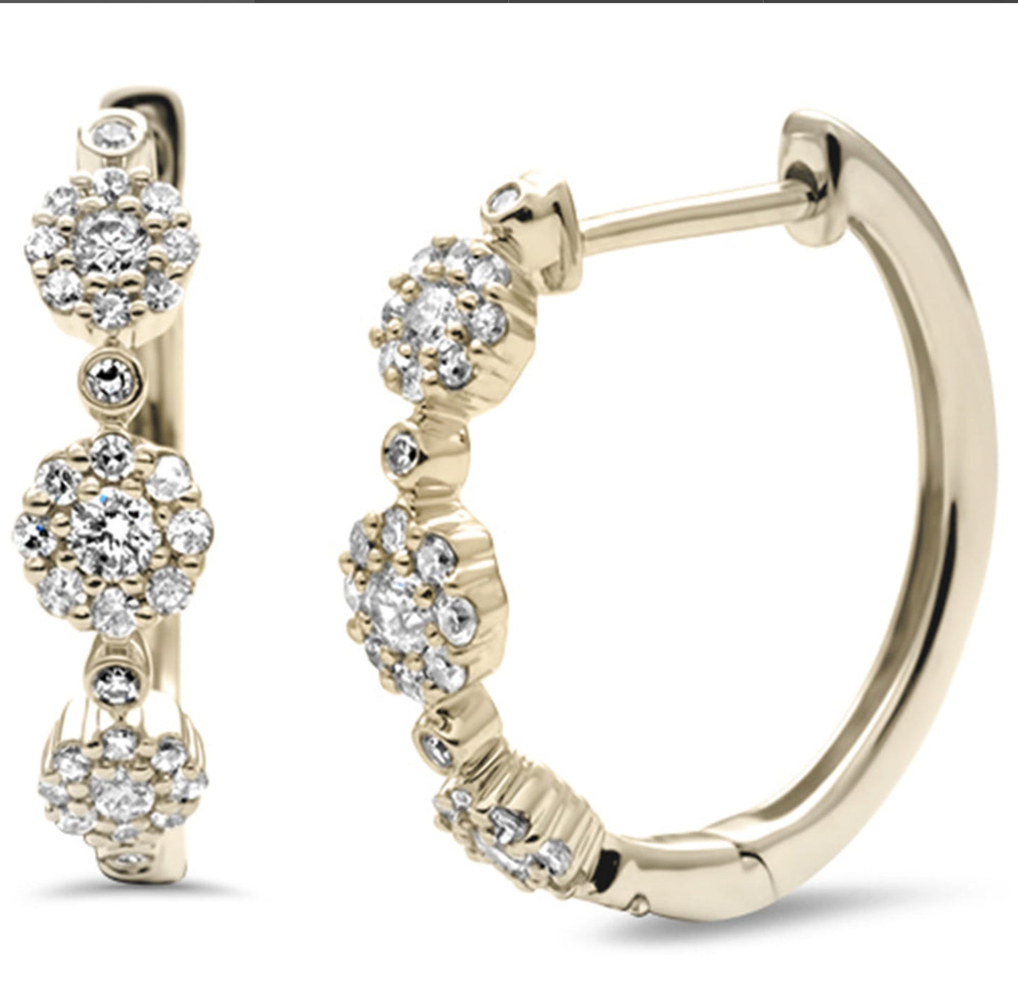 Diamond Cluster Hoop Earring
