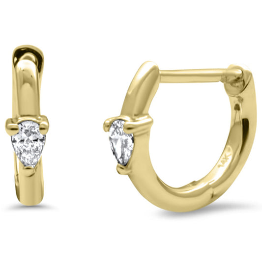 Pear Shaped Diamond Huggie Earrings