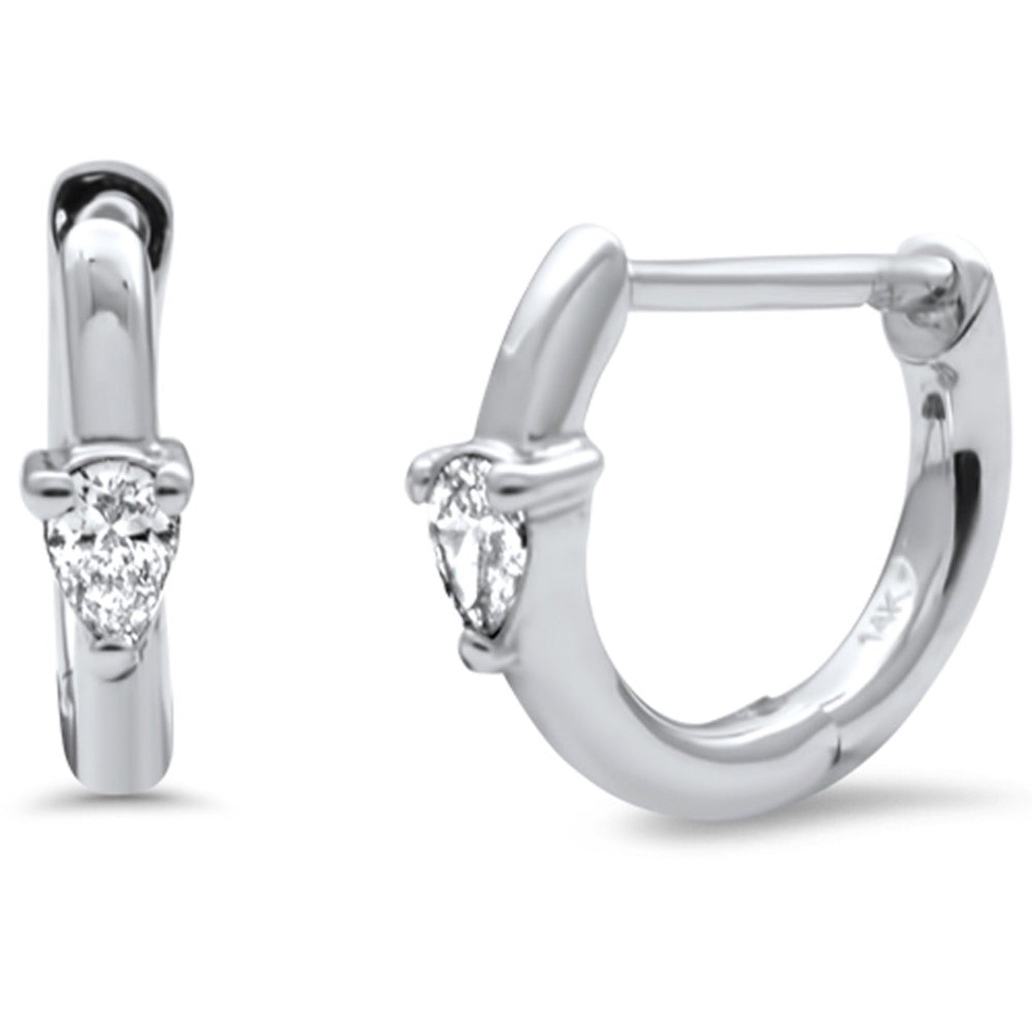 Pear Shaped Diamond Huggie Earrings