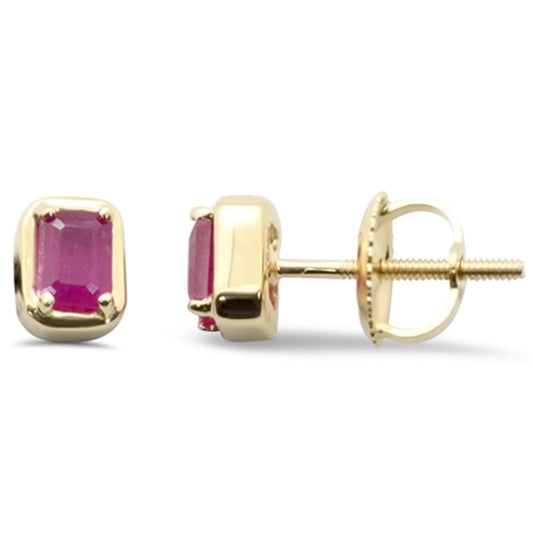 Emerald Cut Ruby Stud Earrings