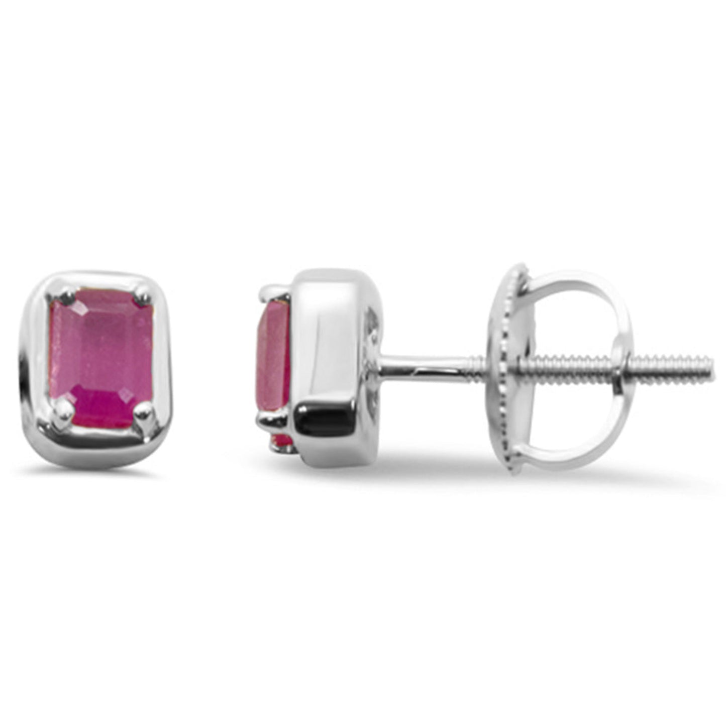 Emerald Cut Ruby Stud Earrings