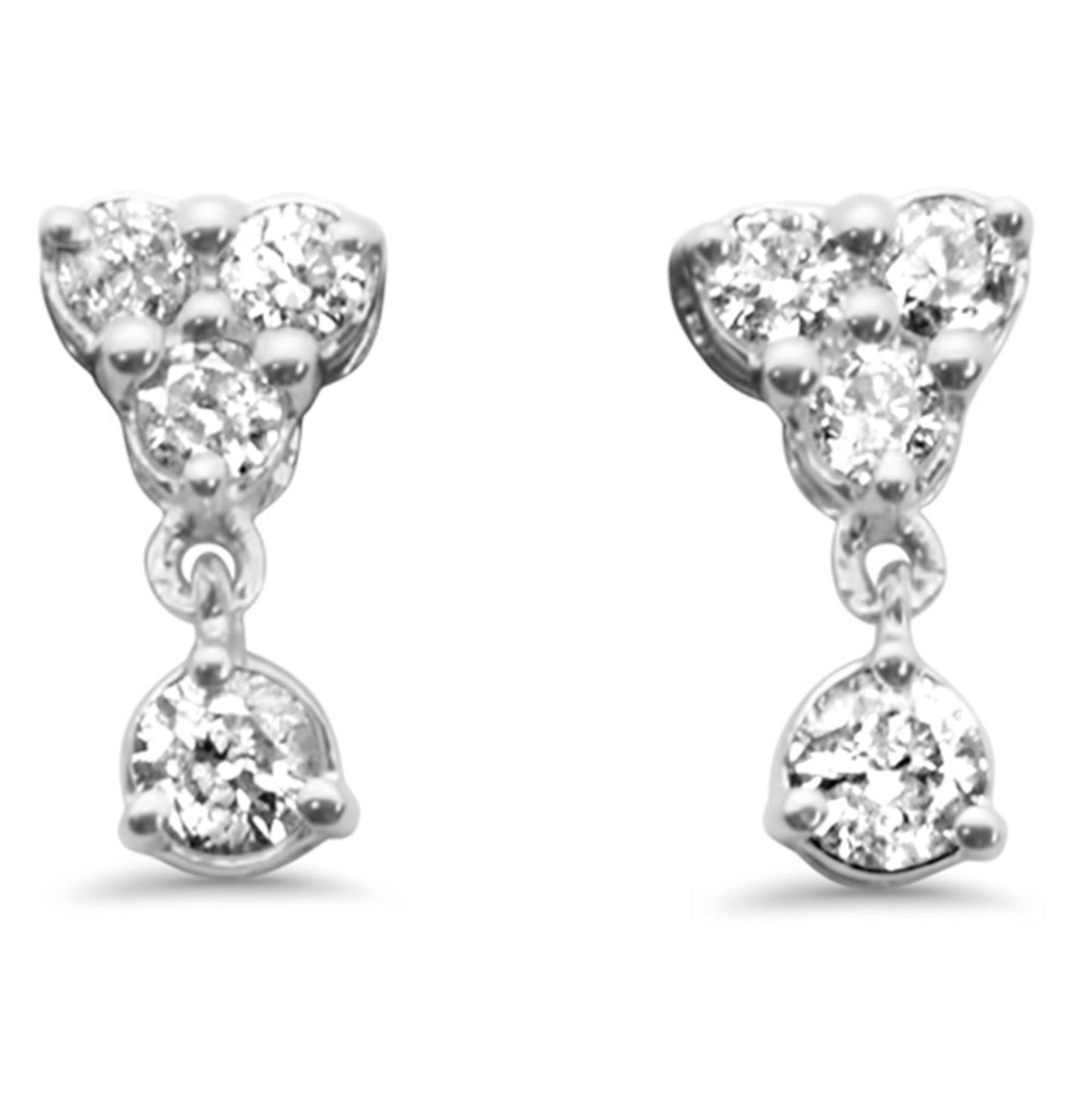 Trio Diamond Cluster Dangle Stud Earrings