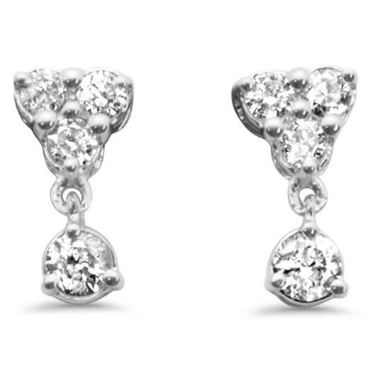 Trio Diamond Cluster Dangle Stud Earrings