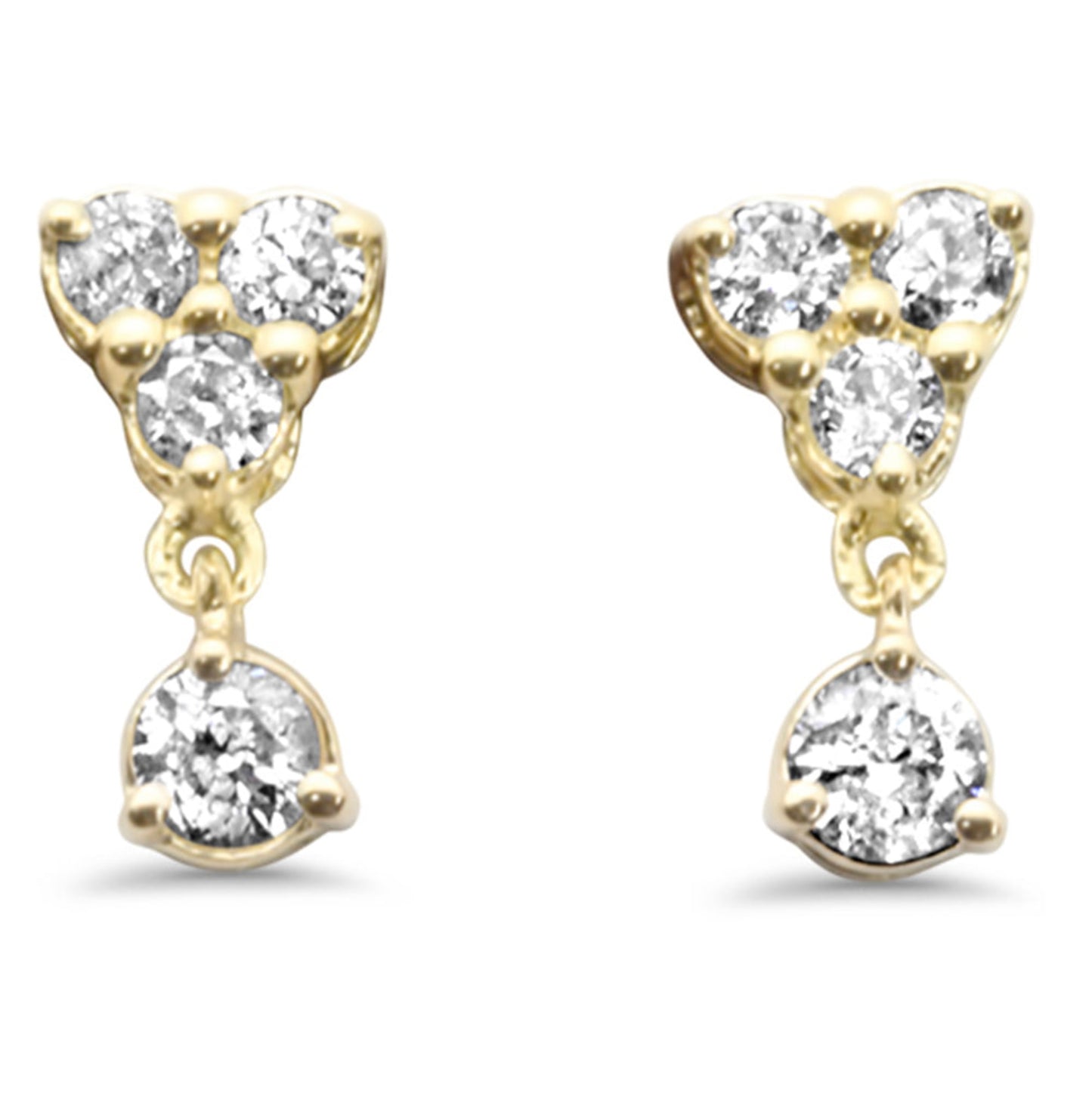 Trio Diamond Cluster Dangle Stud Earrings