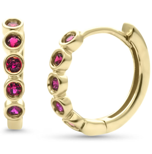 Bezel Set Ruby Huggie Earrings