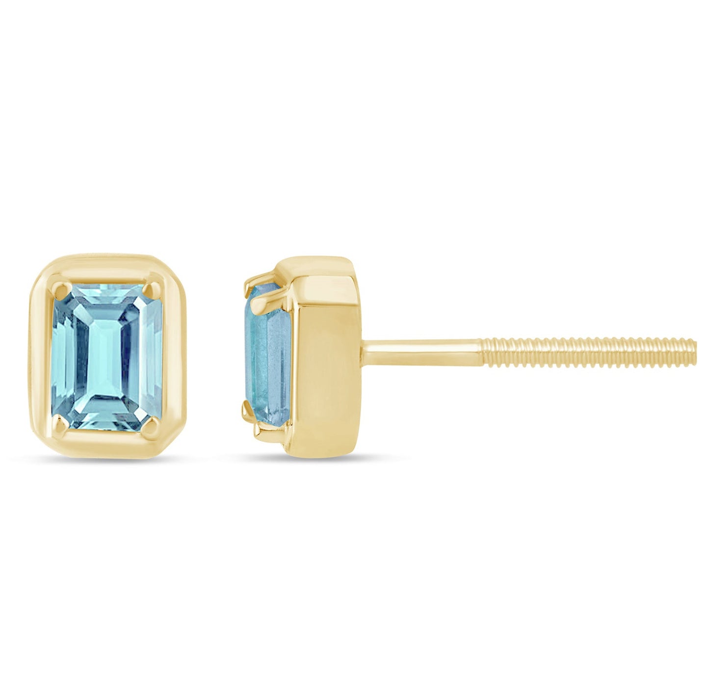 Emerald Cut Aquamarine Stud Earrings