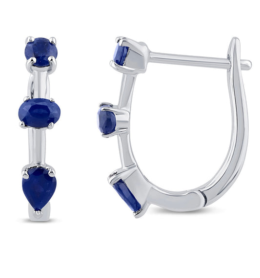 Multi Shaped Blue Sapphire Earrings